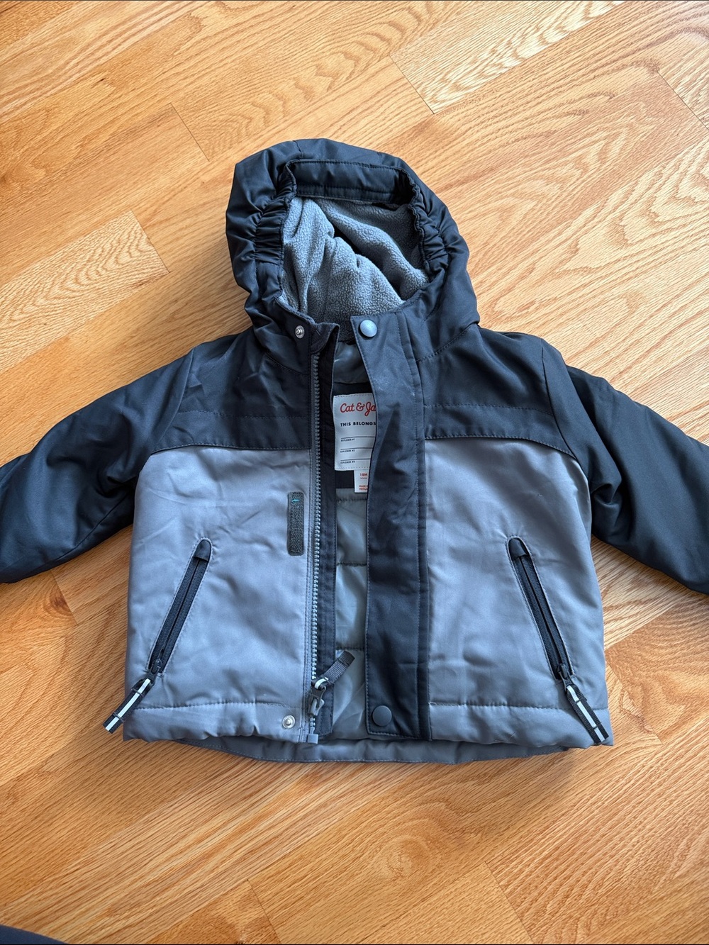Cat & Jack Black and Gray Puffer Jacket for Kids